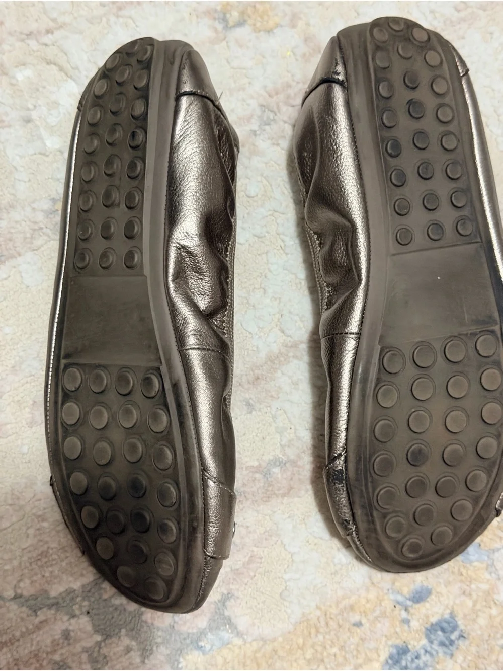 me too Metallic Bronze Leather Buckle Ballet Flats